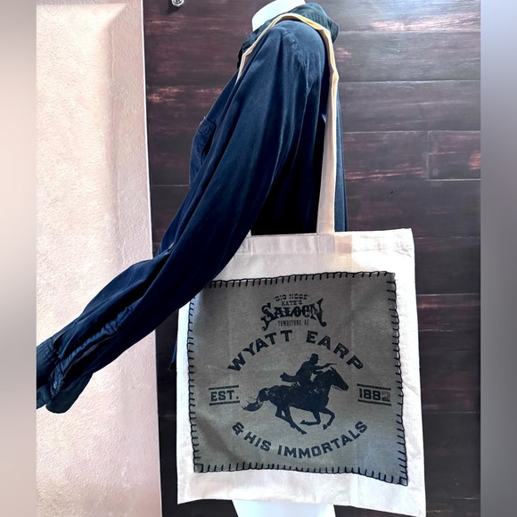 Western Canvas Tote Bag – Stylish & Sustainable- Cream- Size 15x16 - Picture 1 of 4